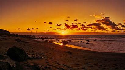 Sunset Shore Ocean Beach Spain Canary Islands