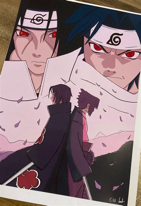 Poster A4 Sasuke And Itachi In Naruto Etsy