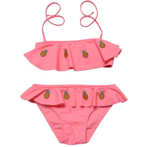 Baby Girls Swimwear 2 Pieces Pineapple Pattern Pink Swimsuit 5 14y Kids