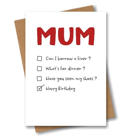 funny birthday card for mum multiple choice happy birthday etsy