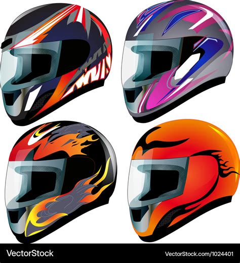 Racing Helmets Set Royalty Free Vector Image Vectorstock