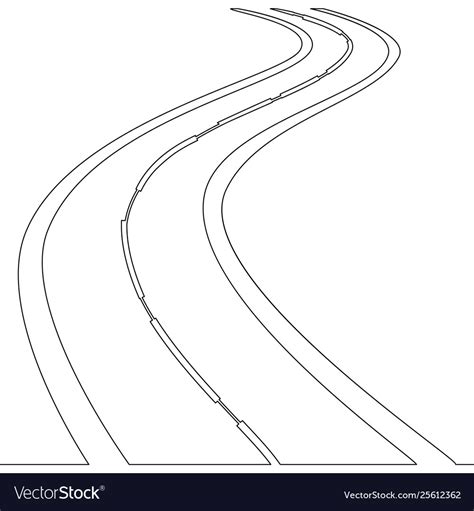 Continuous One Single Line Drawing Road Concept Vector Image
