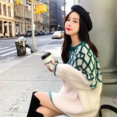 Women Autumn Sweater Female Korean Fashion Round Neck Sweaters Tops