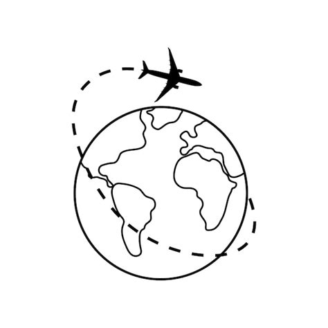 Premium Vector Dotted Line Of The Aircraft Route Around The Planet