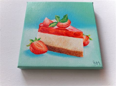 Cheesecake Gift Sweets Original Oil Painting On Canvas Cake Etsy