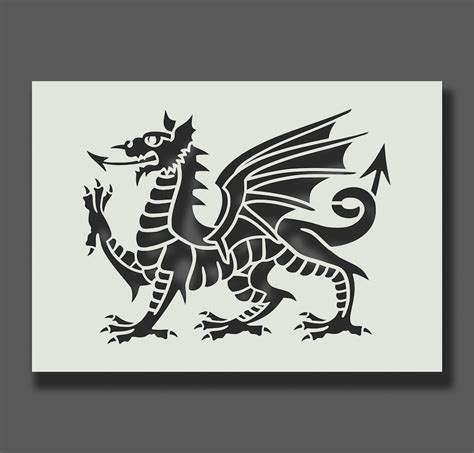 Welsh Dragon Stencil Reusable Stencils For Wall Art Home Etsy