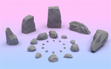 3d Model Stones Pack Vr Ar Low Poly Cgtrader