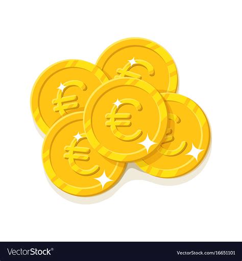 Gold Euro Coins Cartoon Style Isolated Royalty Free Vector