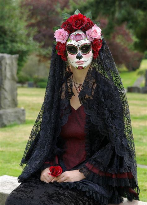 La Rosa Catrina Mask Day Of The Dead Full Faced Paper Mache Etsy