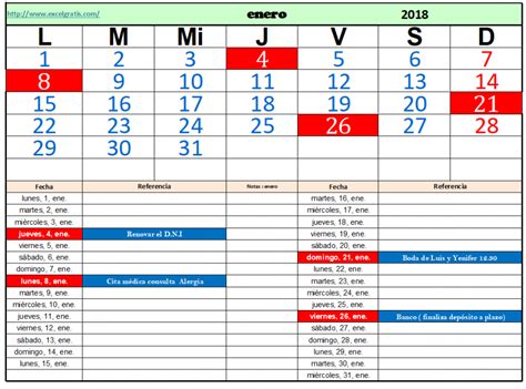 Calendario Para El Control De Citas Eventos Tareas Etc Excel Gratis