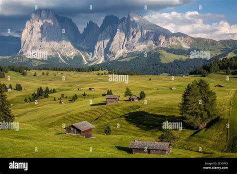 Seiser Alm Alpe Di Siusi Landscape Dolomites Alps Italy Stock Photo