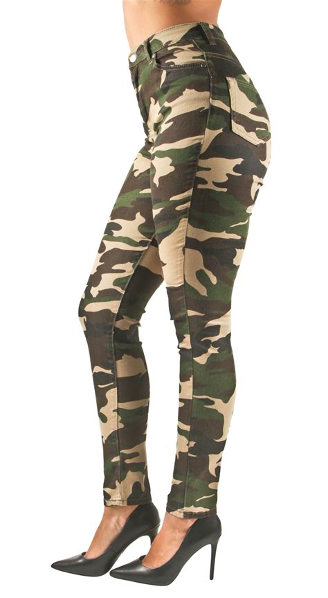 women s camouflage high waist light denim skinny jeans ebay