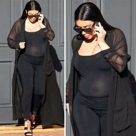 Kim Kardashian Flashes Her Bump And Belly Button In A Completely Sheer