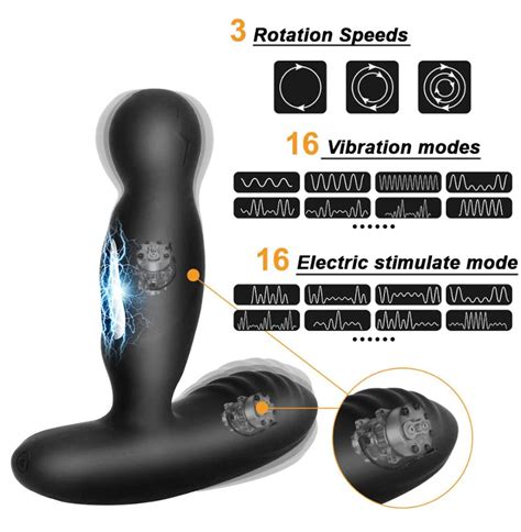 Levett Prostate Massager 16 Speeds Electric Shock Remote Wireless 360 Degrees Rotation Vibrator