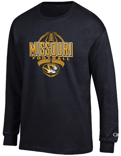 Missouri Tigers Black Football Long Sleeve Tee Shirt By Champion