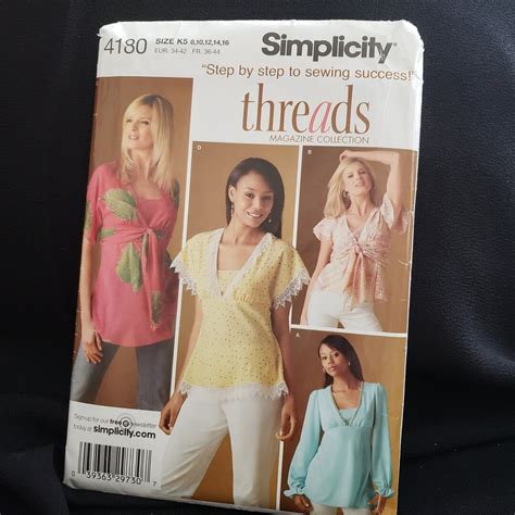 Simplicity 4180 Sewing Pattern Pullover Top Sleeve Variations Lace