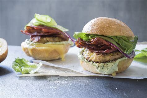 Chicken And Bacon Burgers With Basil Avocado Mayo Nz