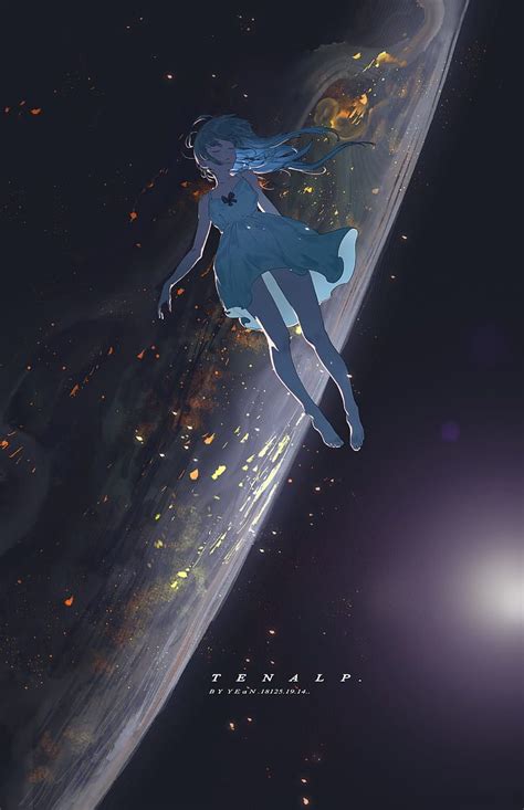 Girl Floating In Space Space Anime Sky Anime Space Drawings