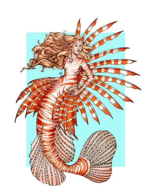 Lionfish Mermaid By Artbyalissa Lion Fish Mermaid Drawings Mythical