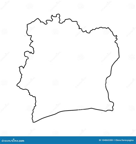 Cote Divoire Map Of Black Contour Curves On White Background Of Stock