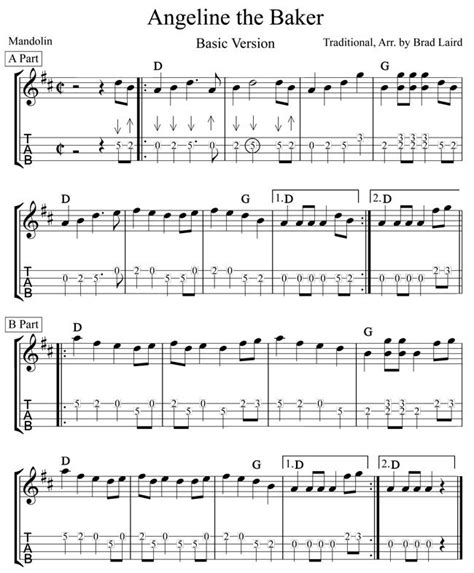 Play The Mandolin Free Mandolin Tablature Angeline The Baker