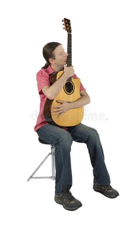 Guitarist Holding His Acoustic Guitar Isolated Stock Photo Image Of