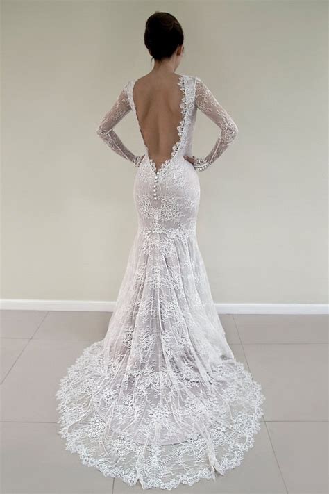 Long Sleeve Wedding Dresses Open Back Nelsonismissing