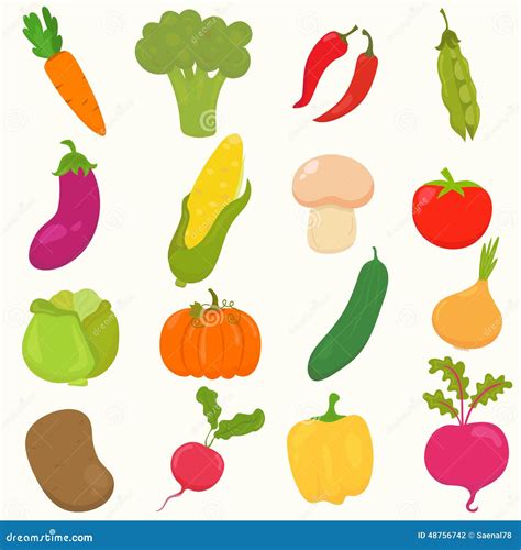 Set Of Hand Drawn Cartoon Vegetables Stock Vector Illustration Of