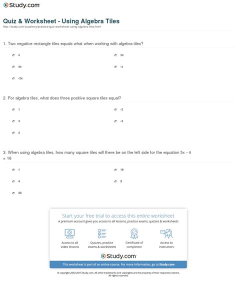 Quiz And Worksheet Worksheets Samples