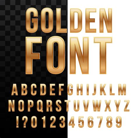 Golden Glossy Font Gold Alphabet Metal Typeface Vector Premium