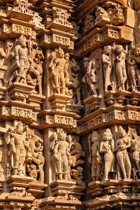 Sculptures On Khajuraho Temples Stock Image Image Of Khajuraho Hindu