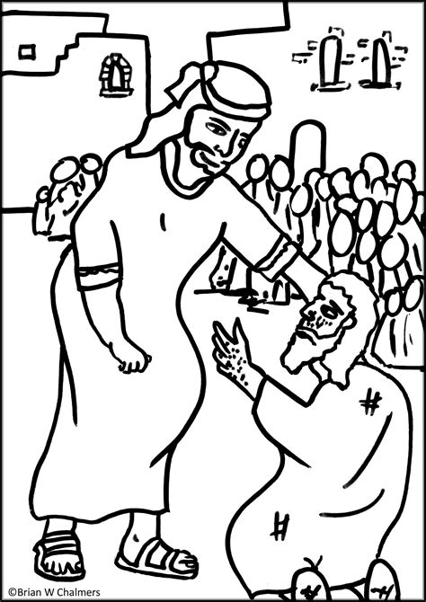 Jesus heals the 10 lepers - Coloring Page - SundaySchoolist
