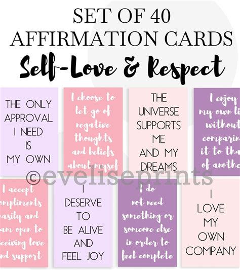 Affirmation Cards Set For Self Love Self Esteem And Respect