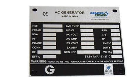 Specification Plate Anography