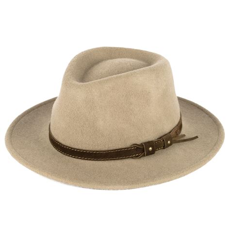 Wool Fedora Hat With Leather Belt Waterproof And Crushable Handmade In