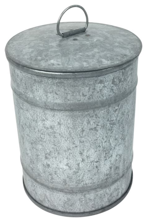 Galvanized Tin Container With Lid 475 Farmhouse Storage Bins And