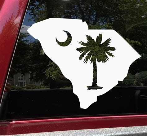 South Carolina With Palmetto Tree Vinyl Decal State Sabal Palm Tree