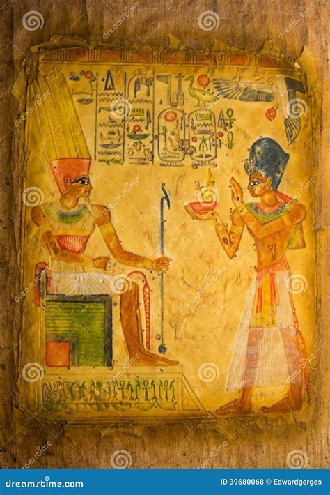 Pintura Egipcia De La Mano En El Papiro Foto De Archivo Imagen De