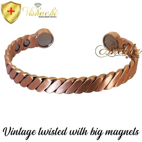 Copper Magnetic Bangle Bracelet Solid And Pure Big Magnets Twisted Men Women Cb86b Energy