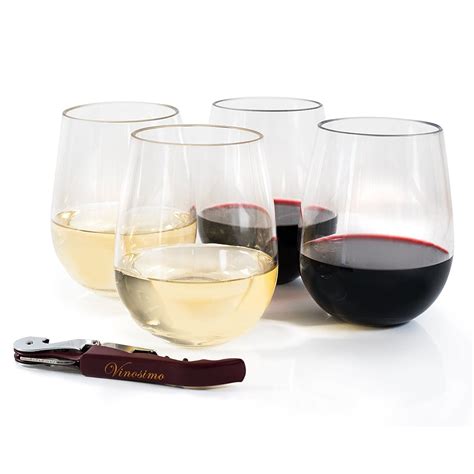 Vinosimo Unbreakable Stemless Wine Glasses 100 Tritan Plastic Shatterproof