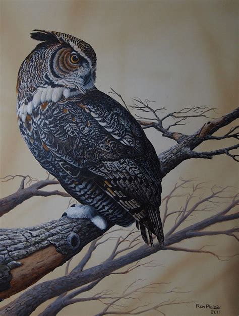 Great Horned Owl Painting By Ron Plaizier