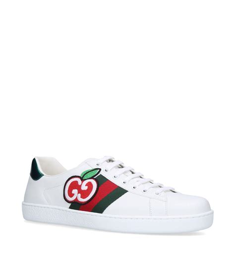 Gucci Leather Gg Apple Ace Sneakers In White Red And Green White For