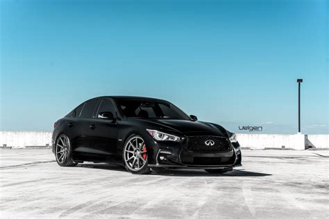 Glossy Black Infiniti Q50s Outfitted With Custom Gunmetal Wheels 2017