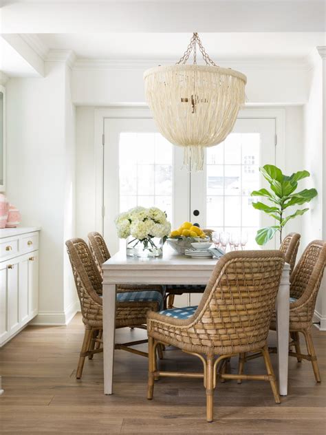 Neutral Dining Room With Boho Chic Chandelier Hgtv