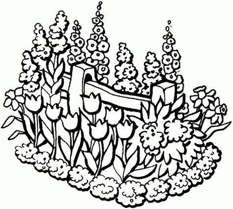 Dibujo de Jardín de flores para colorear. Dibujos infantiles de Jardín