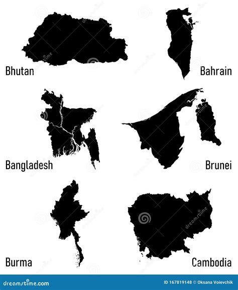 Silhouettes Of Asia Countries Vector Stock Vector Illustration Of