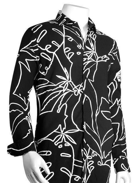 Buy Diablo Black Printed Full Sleeve Single Cuff Slim Fit Blended Shirt