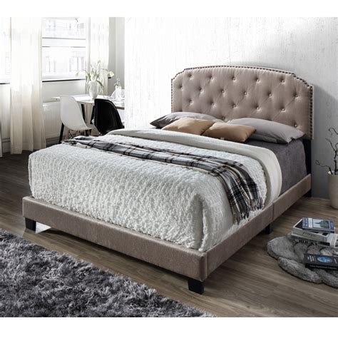 Dg Casa Wembley Tufted Upholstered Panel Bed Frame With Nailhead Trim