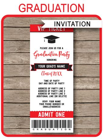 graduation party ticket invitations template grad party