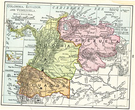 1899 Vintage Atlas Map Page Columbia Ecuador And Venezuela Map One
